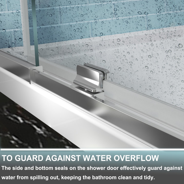 60 in. Chrome Semi-Frameless Pivot Shower Door with Clear Glass