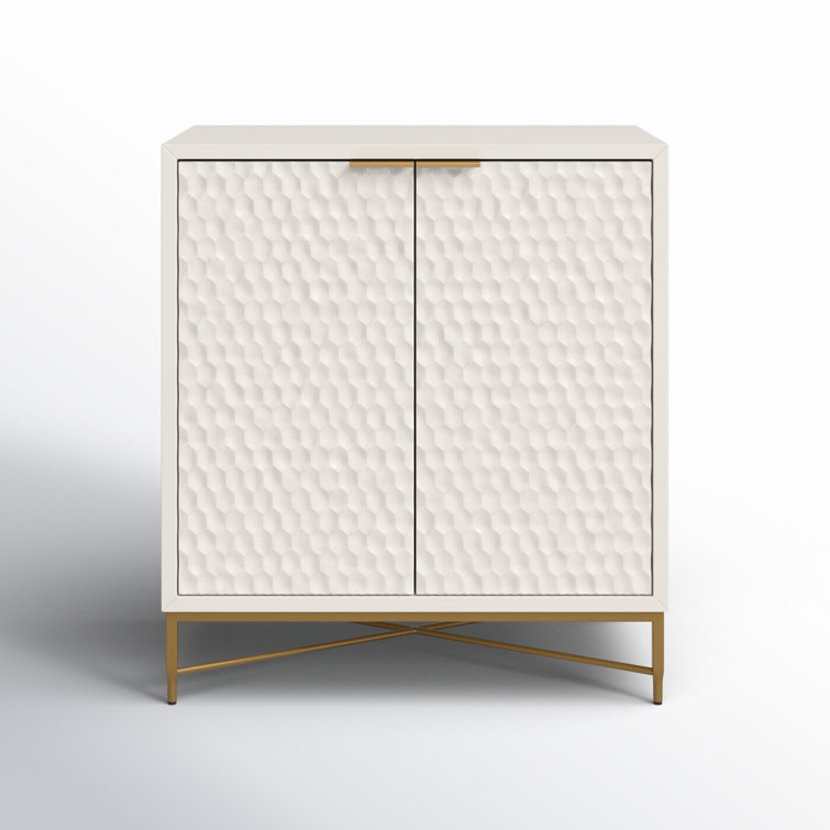 Pearl White Mahogany 32'' Bar Cabinet with Gold Accents