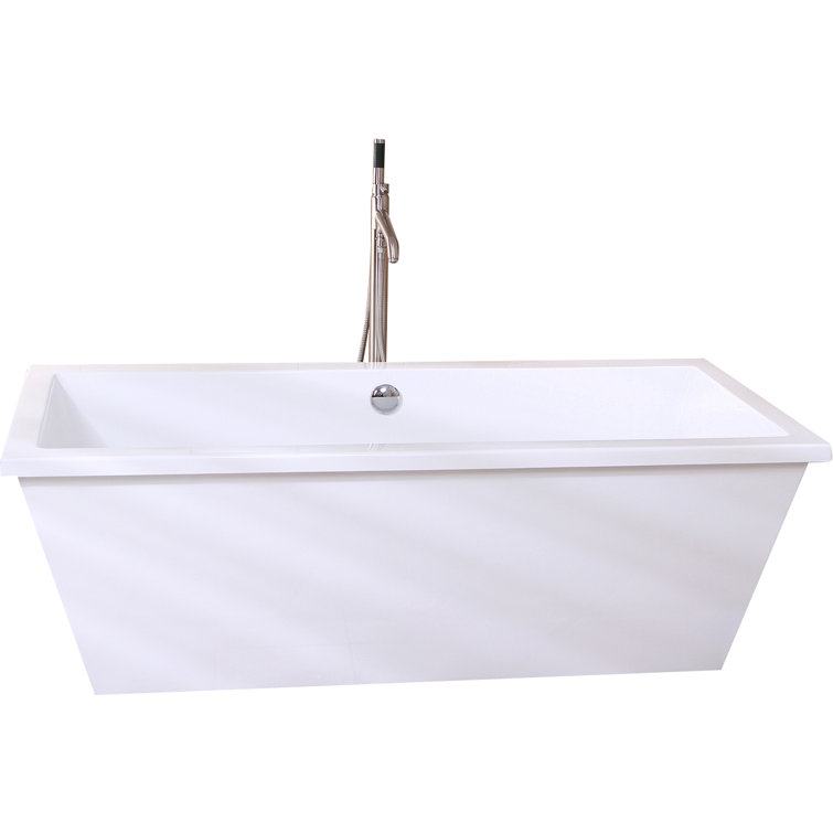 Aqua Eden 66-Inch White Acrylic Freestanding Bathtub
