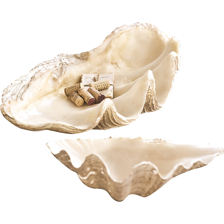 Imperial Oversized Faux Clamshell Figurine in Ivory, Grey, and Beige