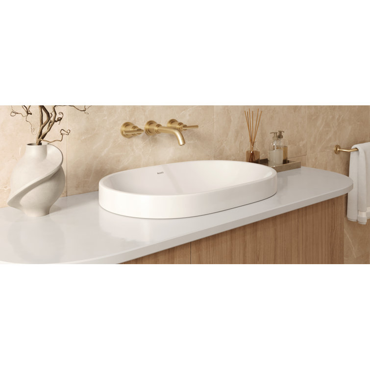 Ruvati 24'' White Ceramic Oval Bathroom Sink with Overflow