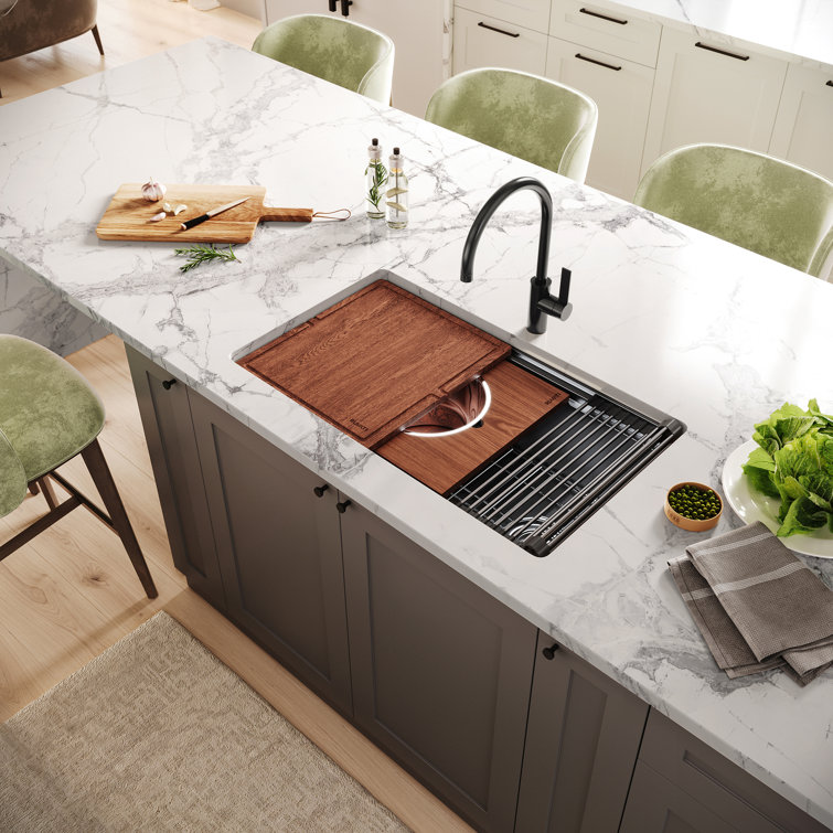 Ruvati 33.5" Black Stainless Steel Drop-In Kitchen Sink