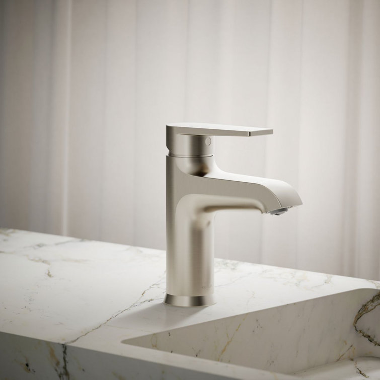Hint Vibrant Brushed Nickel Single-Handle Low-Arc Bathroom Faucet