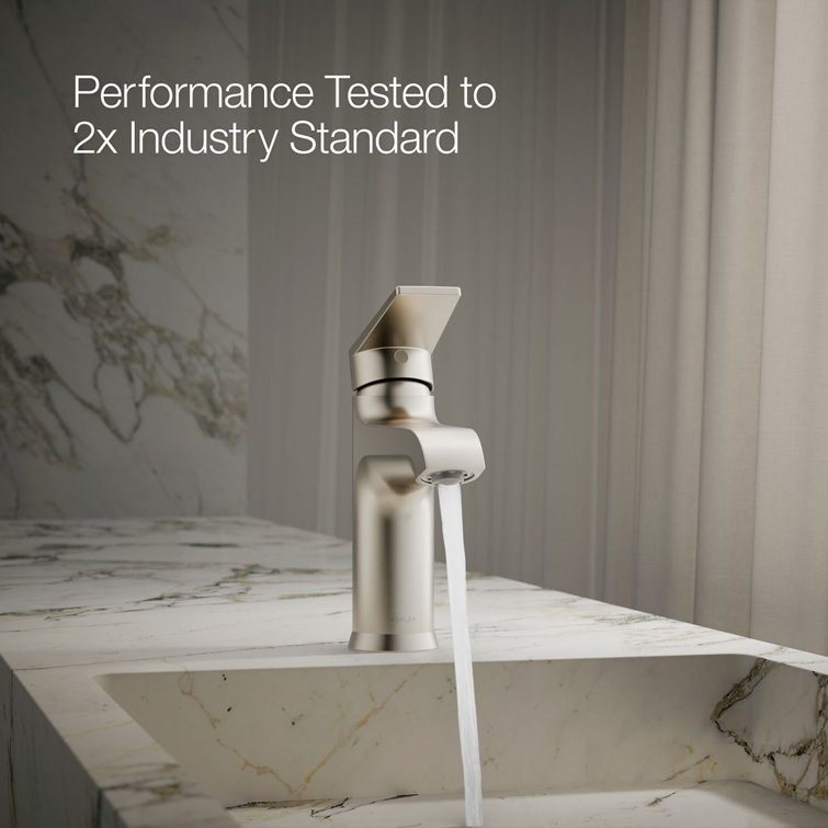 Hint Vibrant Brushed Nickel Single-Handle Low-Arc Bathroom Faucet