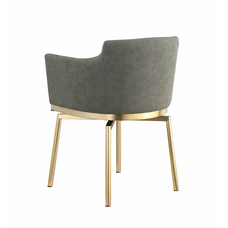 White Faux Leather Upholstered Swivel Arm Chair