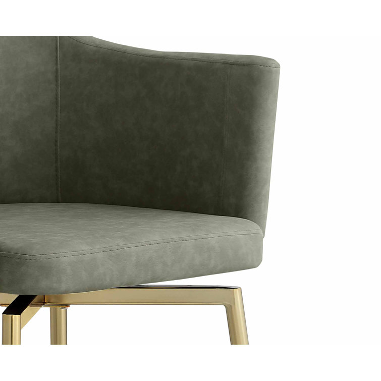 White Faux Leather Upholstered Swivel Arm Chair