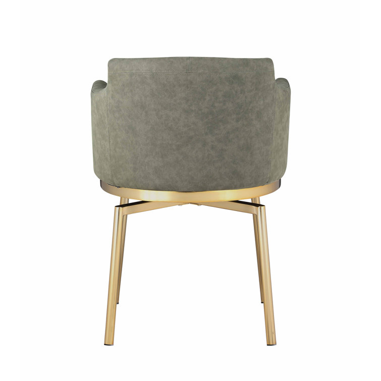 White Faux Leather Upholstered Swivel Arm Chair