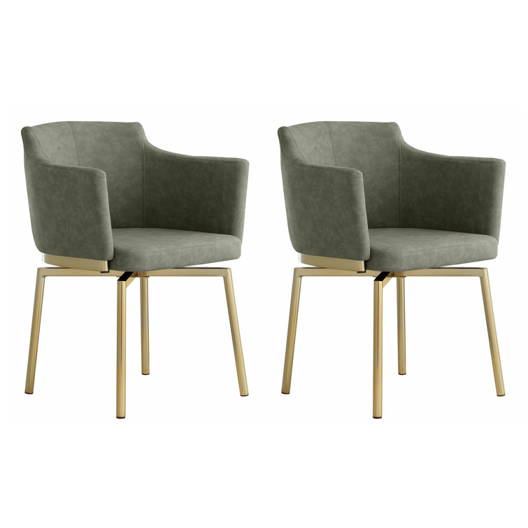 White Faux Leather Upholstered Swivel Arm Chair