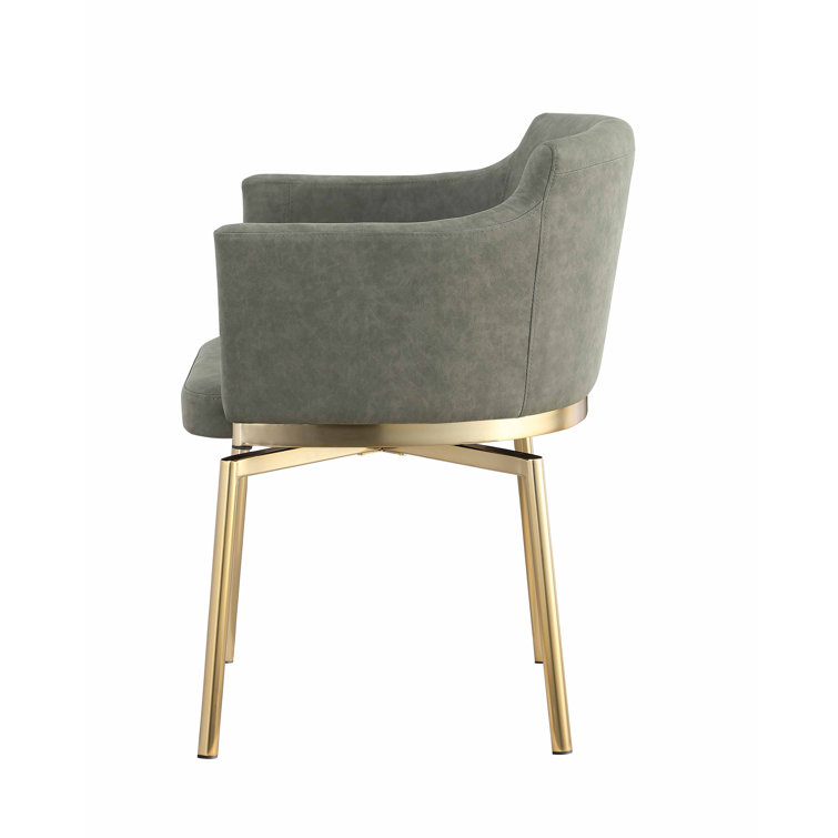 White Faux Leather Upholstered Swivel Arm Chair