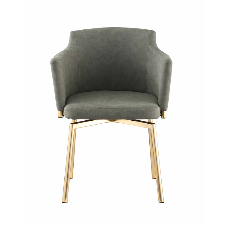 White Faux Leather Upholstered Swivel Arm Chair