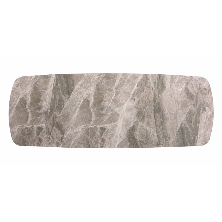 Gray Faux Marble Top Dining Set with Gold Accents