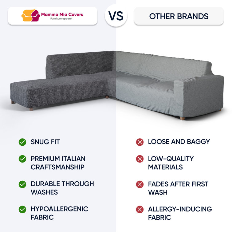 Dark Gray Stretchable Microfiber L-Shape Sofa Cover