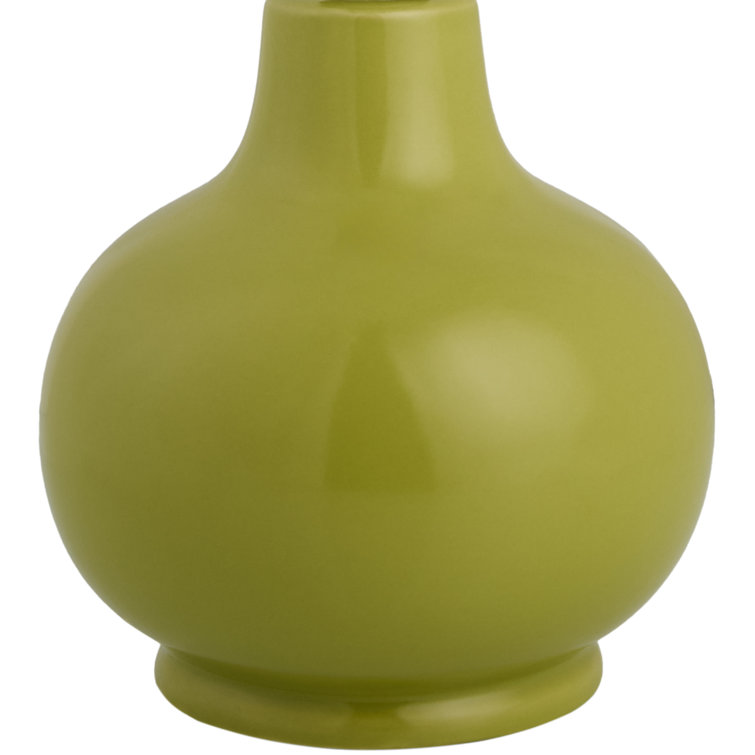 Khaki Ceramic Table Lamp with Rattan Cotton Shade