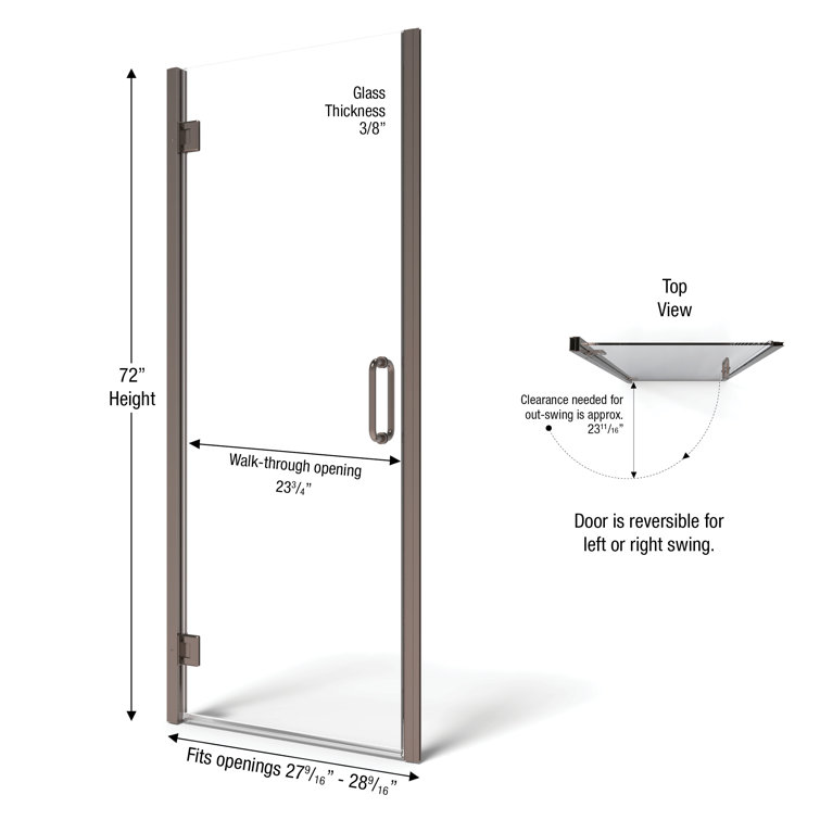 Coppia 28.56" x 72" Clear Glass Framed Shower Door
