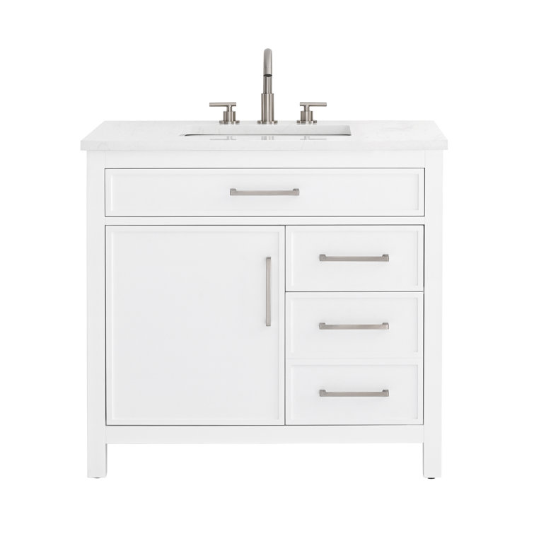 Jasper 36" White Freestanding Vanity with Carrara Stone Top