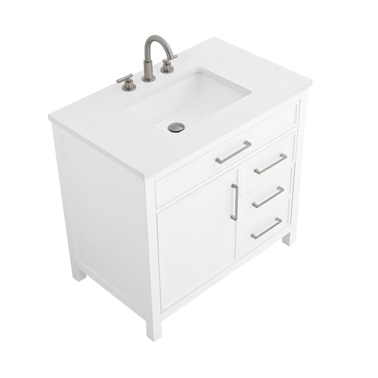 Jasper 36" White Freestanding Vanity with Carrara Stone Top