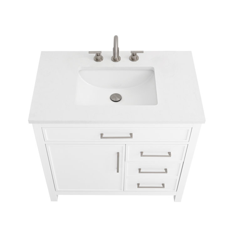 Jasper 36" White Freestanding Vanity with Carrara Stone Top