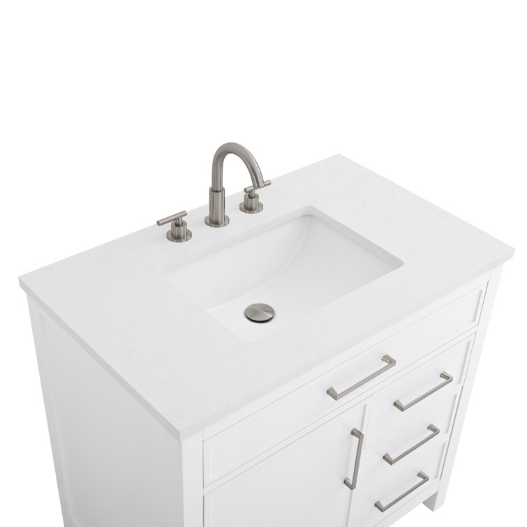 Jasper 36" White Freestanding Vanity with Carrara Stone Top