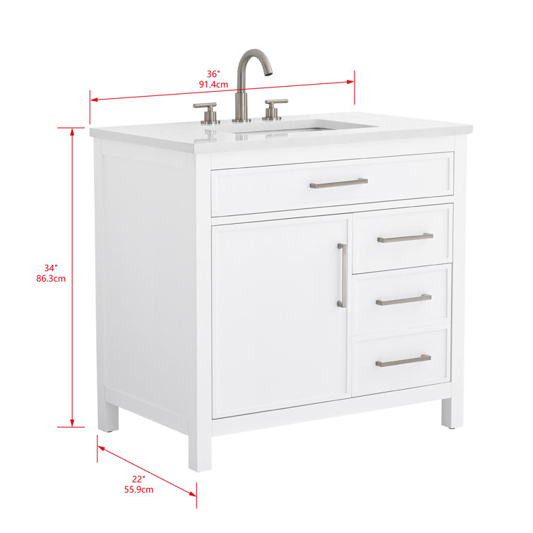 Jasper 36" White Freestanding Vanity with Carrara Stone Top