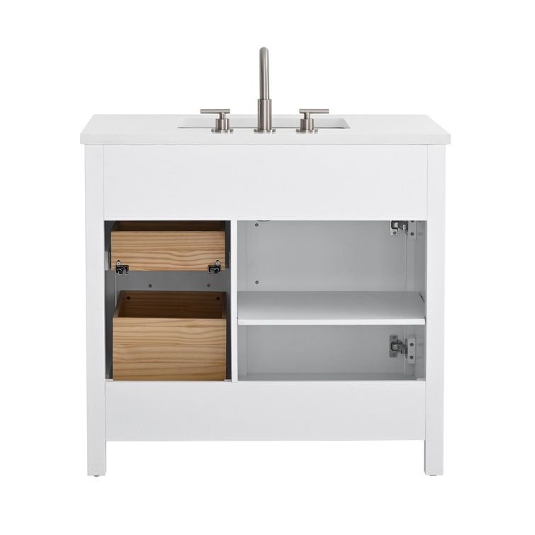 Jasper 36" White Freestanding Vanity with Carrara Stone Top