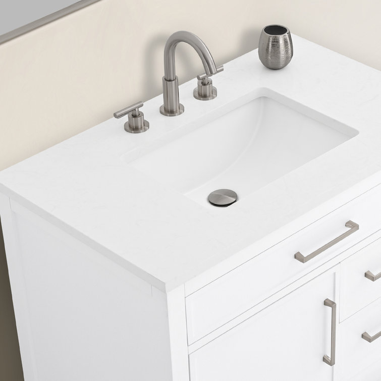 Jasper 36" White Freestanding Vanity with Carrara Stone Top