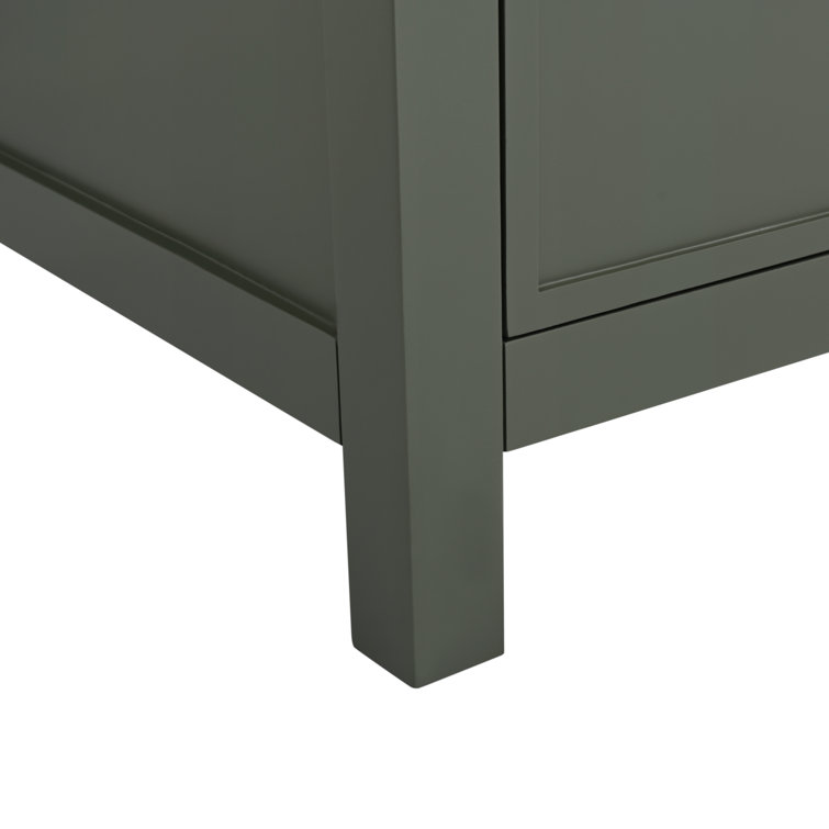 Vintage Green Solid Wood Freestanding Vanity with Carrara White Top