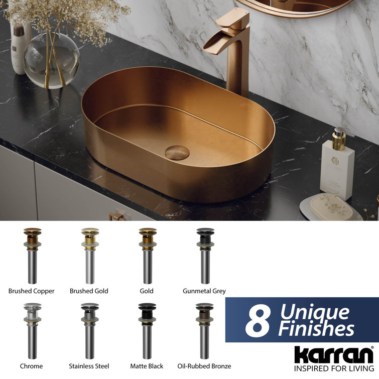 Brushed Copper Brass Pop-Up Vanity Bowl Drain with Overflow