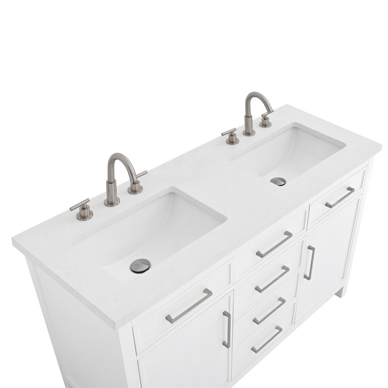 Jasper 54" White Double Freestanding Vanity with Carrara Top