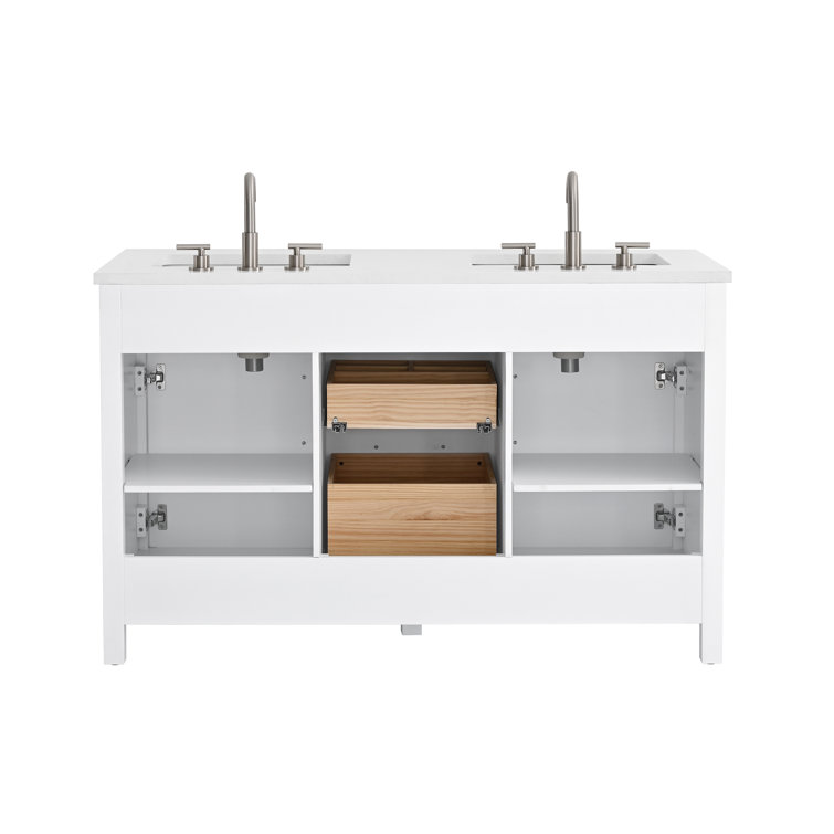 Jasper 54" White Double Freestanding Vanity with Carrara Top