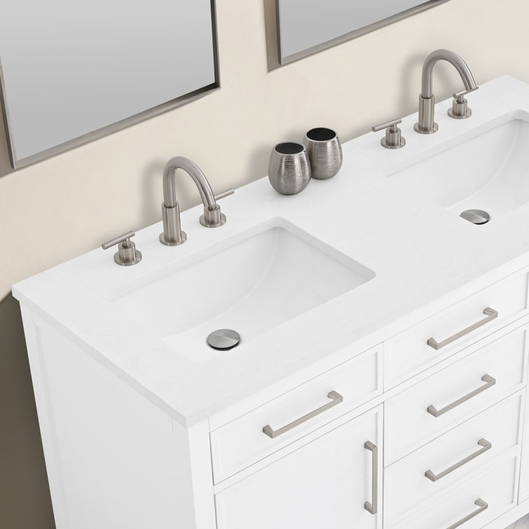 Jasper 54" White Double Freestanding Vanity with Carrara Top