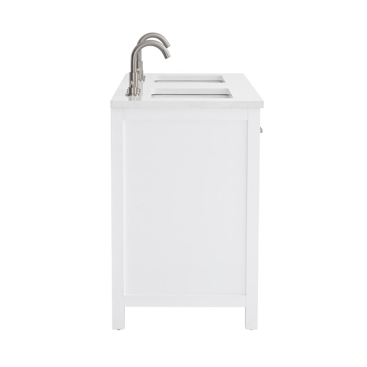 Jasper 54" White Double Freestanding Vanity with Carrara Top