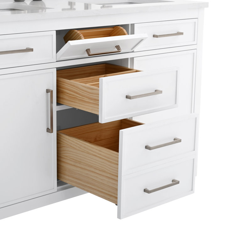 Jasper 54" White Double Freestanding Vanity with Carrara Top
