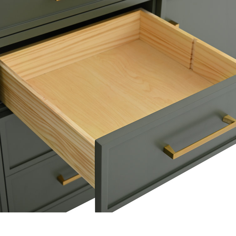 Vintage Green Solid Wood Double Vanity with Carrara White Top