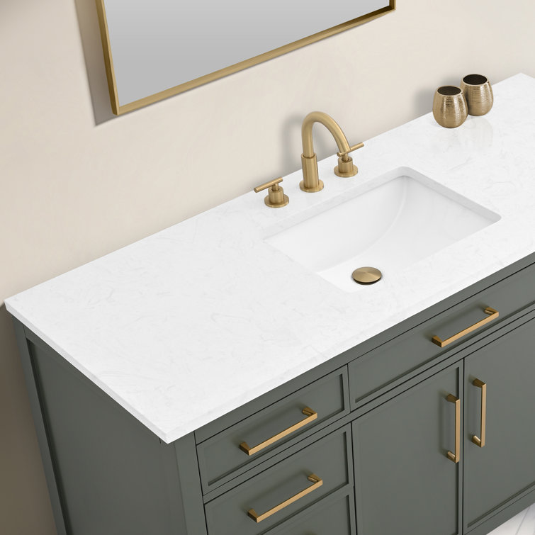 Vintage Green 60" Single Vanity with Carrara White Top