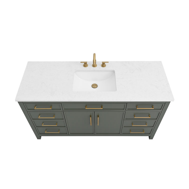 Vintage Green 60" Single Vanity with Carrara White Top