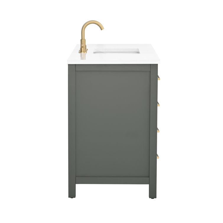 Vintage Green 60" Single Vanity with Carrara White Top