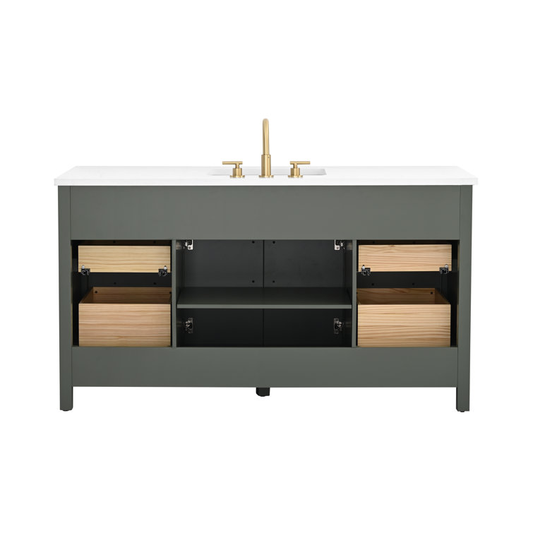 Vintage Green 60" Single Vanity with Carrara White Top