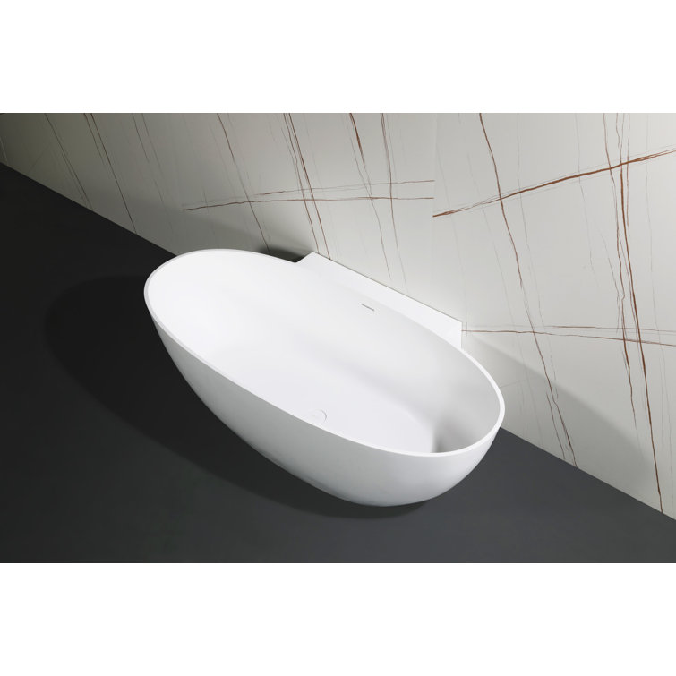 Elegant Matte White Solid Surface Freestanding Oval Bathtub
