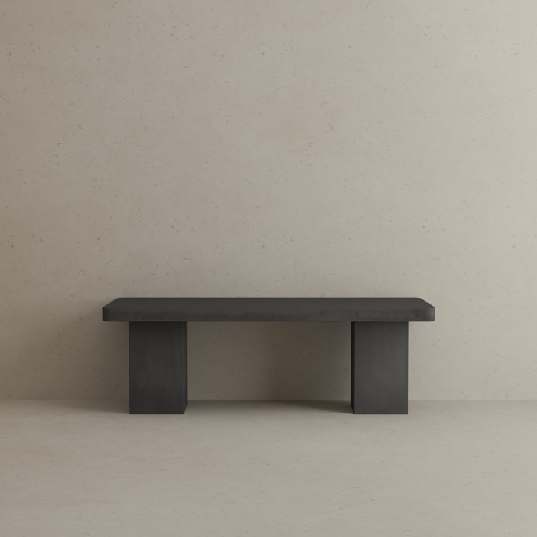 Maximus Black Concrete Outdoor Bench, 16" H x 47" W x 18" D
