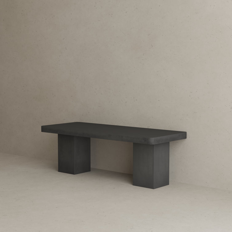 Maximus Black Concrete Outdoor Bench, 16" H x 47" W x 18" D