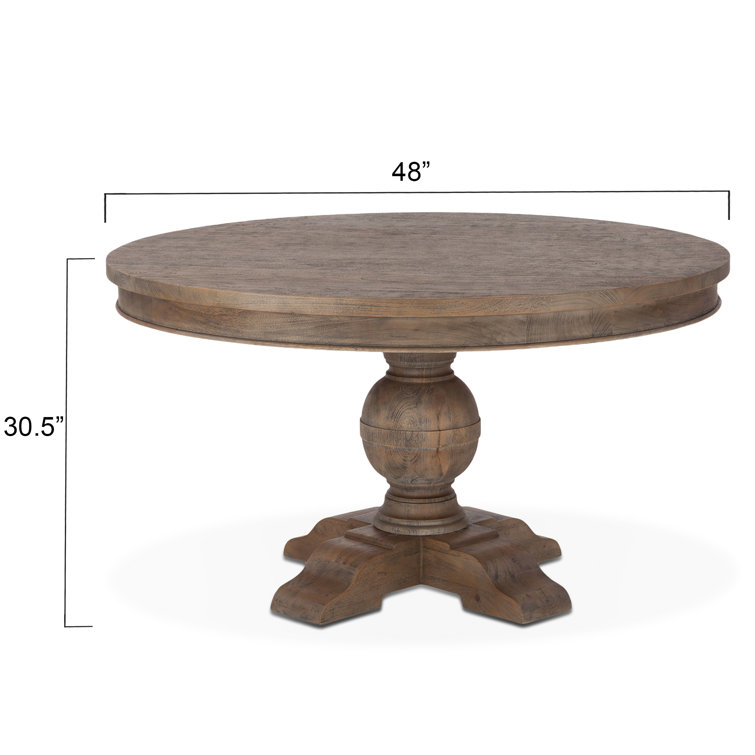 Weathered Teak Round Reclaimed Wood Pedestal Dining Table