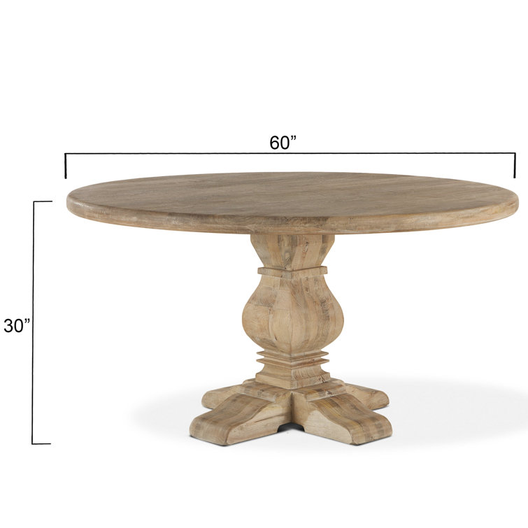 Antique Oak Round Reclaimed Wood Pedestal Dining Table