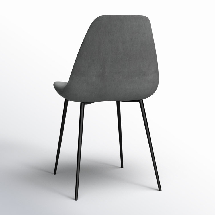 Bella Platinum Performance Velvet Side Chair Set with Matte Black Metal Legs
