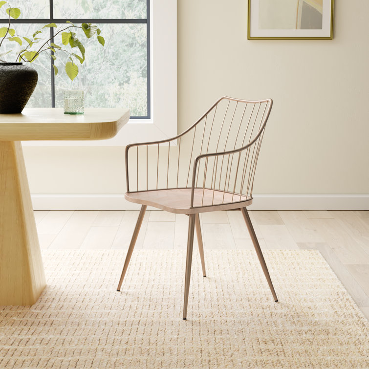 Windsor High Slat Back Arm Chair in Antique Copper and White Wash