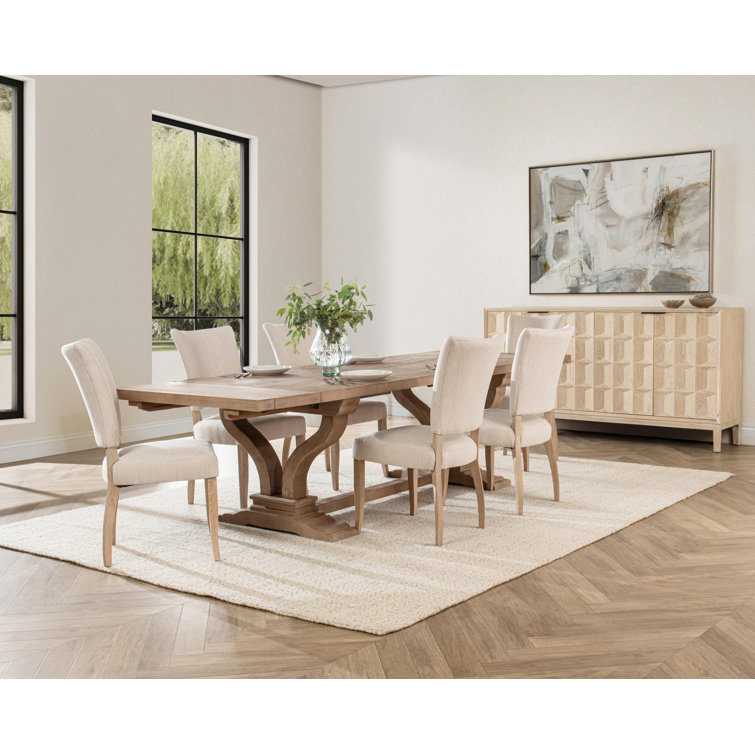 Reclaimed Wood Extendable Dining Table with Artistic Curves