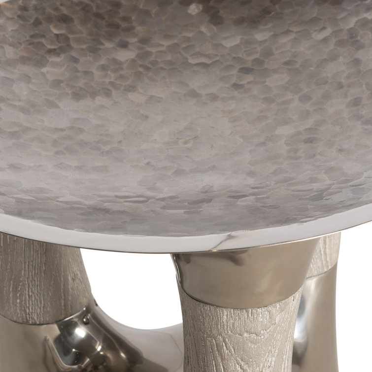 Dalton Round Glass Top Dining Table with Textured Wood Base