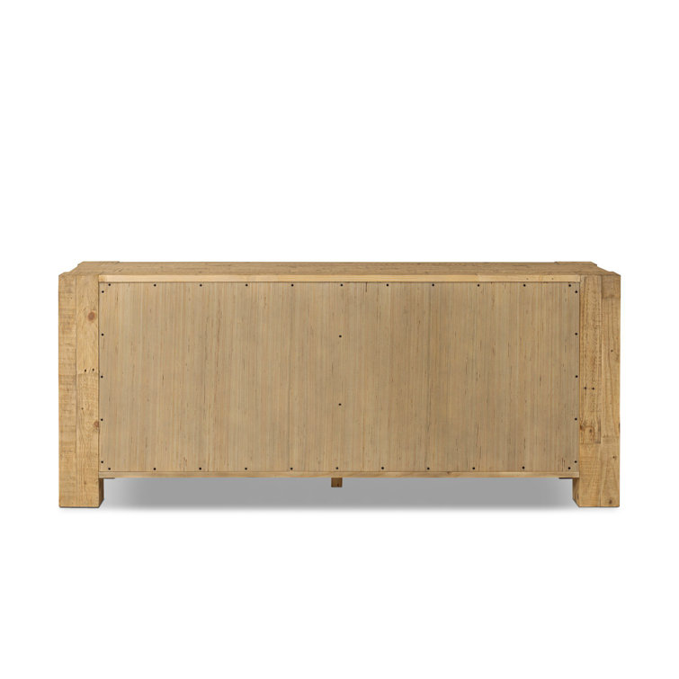 Blonde Pine Double Dresser with Metal Glide Drawers
