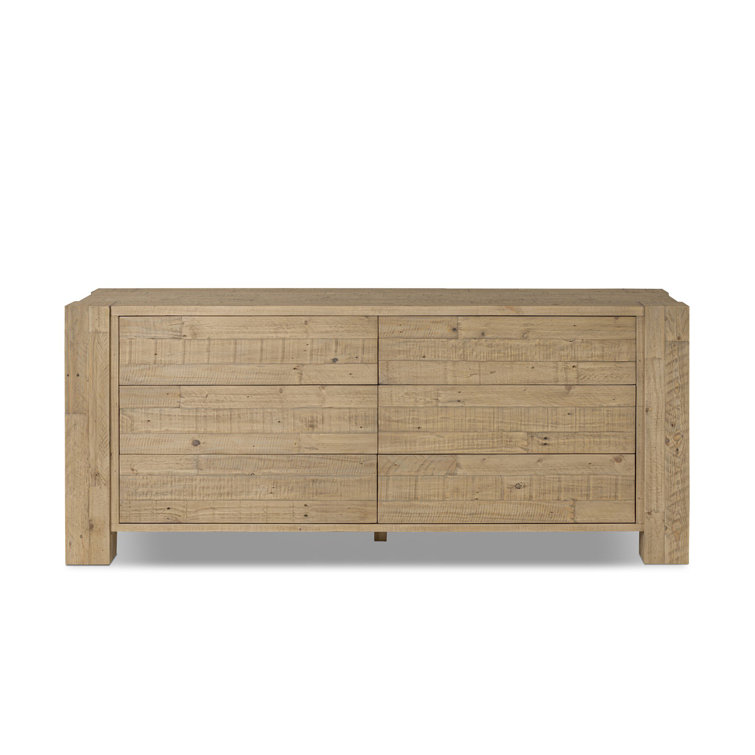 Blonde Pine Double Dresser with Metal Glide Drawers