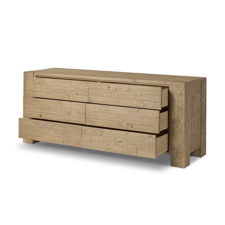 Blonde Pine Double Dresser with Metal Glide Drawers