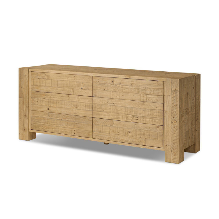 Blonde Pine Double Dresser with Metal Glide Drawers